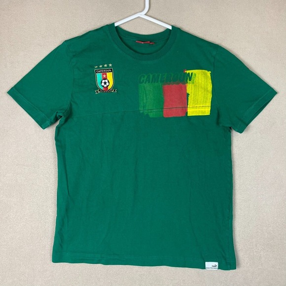 Puma T-Shirt Adult Large Green Cameroun Short Sleeve‎ FECA Soccer Mens - Picture 1 of 11